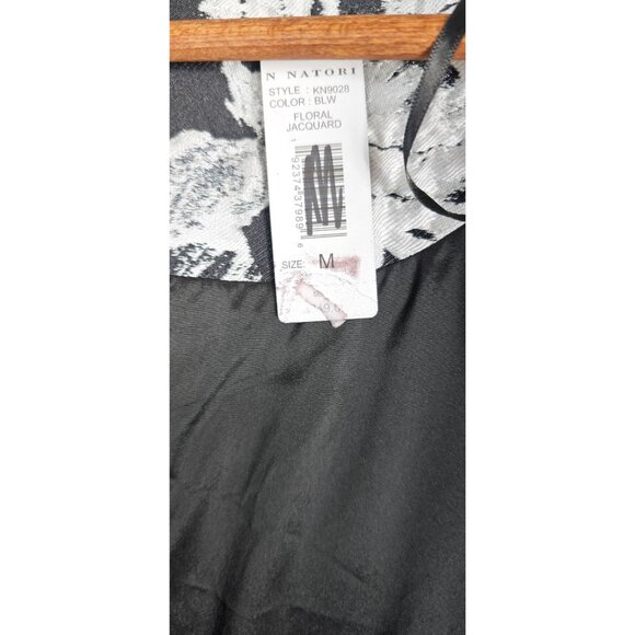 Natori Womens Medium Floral Jacquard Jacket  Black White KN9028 - Picture 9 of 11